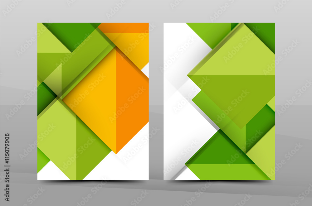 Fototapeta premium Squares and triangles annual report cover template