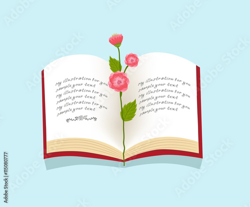 flower on open book vector illustration