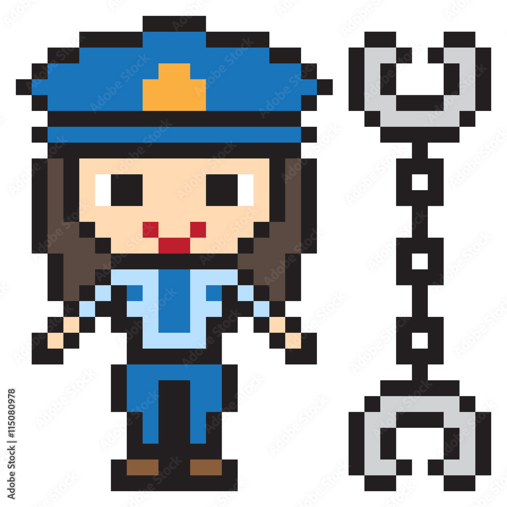 illustration design pixel art police illustration design pixel art police