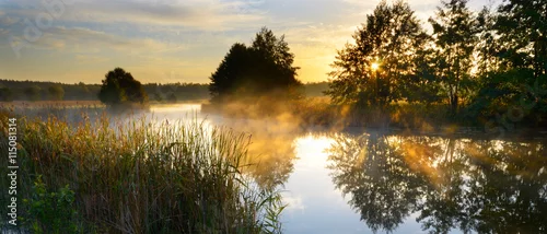Panel kuchenny z motywem Sunset over river