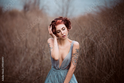 Bild auf Leinwand Beautiful girl walking in nature