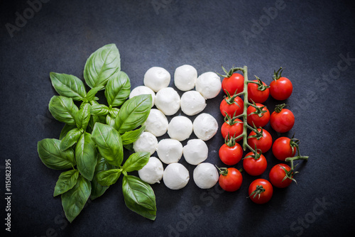 Italian flag made of fresh food