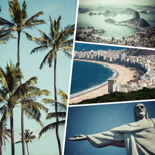 Collage of Rio de Janeiro ( Brazil ) images - travel background