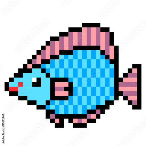illustration design pixel art fish