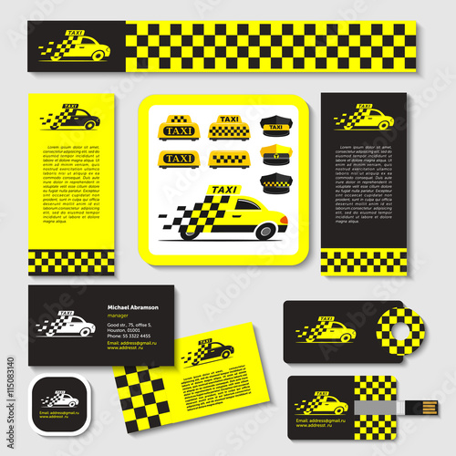 Taxi. Set of emblems. Elements of corporate style. Business card