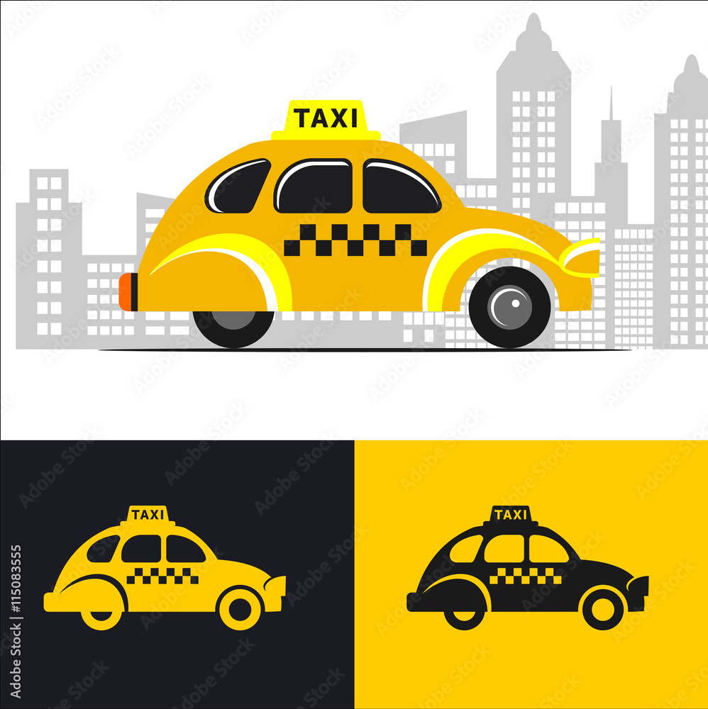 Taxi. Car. Vector logo, sign.