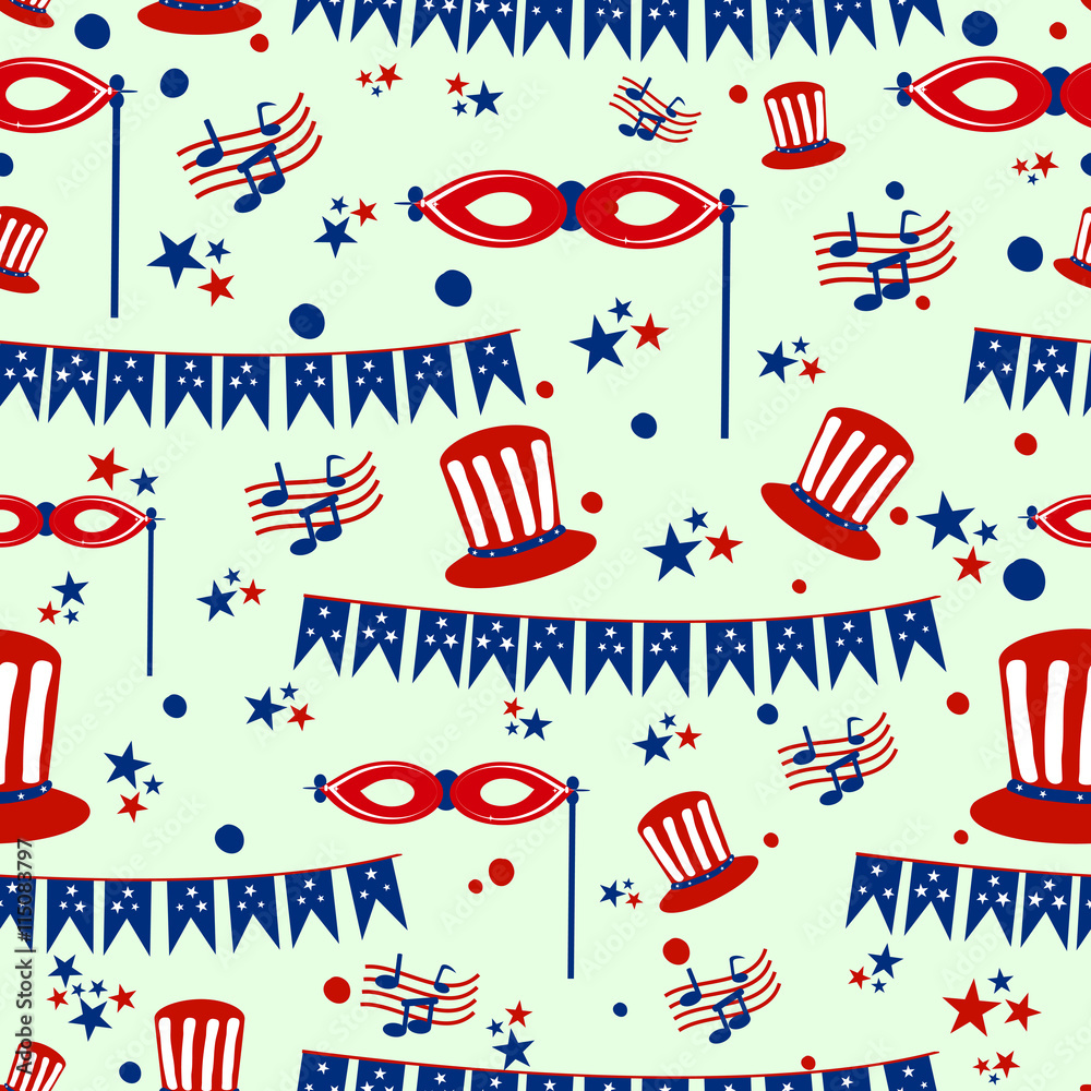 Seamless pattern background for 4th of July Independence Day  America