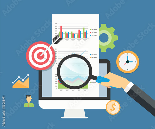 business analytic graph report and business investment planning concept
