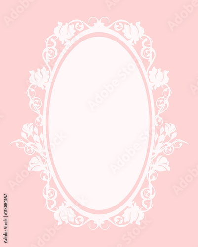oval frame with rose flowers