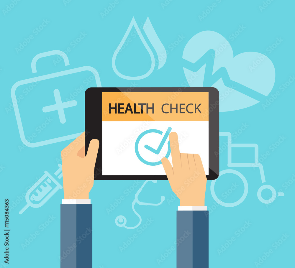 Fototapeta premium health check online in tablet device Medical and health concept