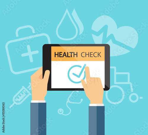   health check online  in tablet device Medical and health  concept