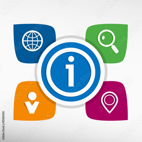 Info sign and icons set vector illustration. Modern Flat style 