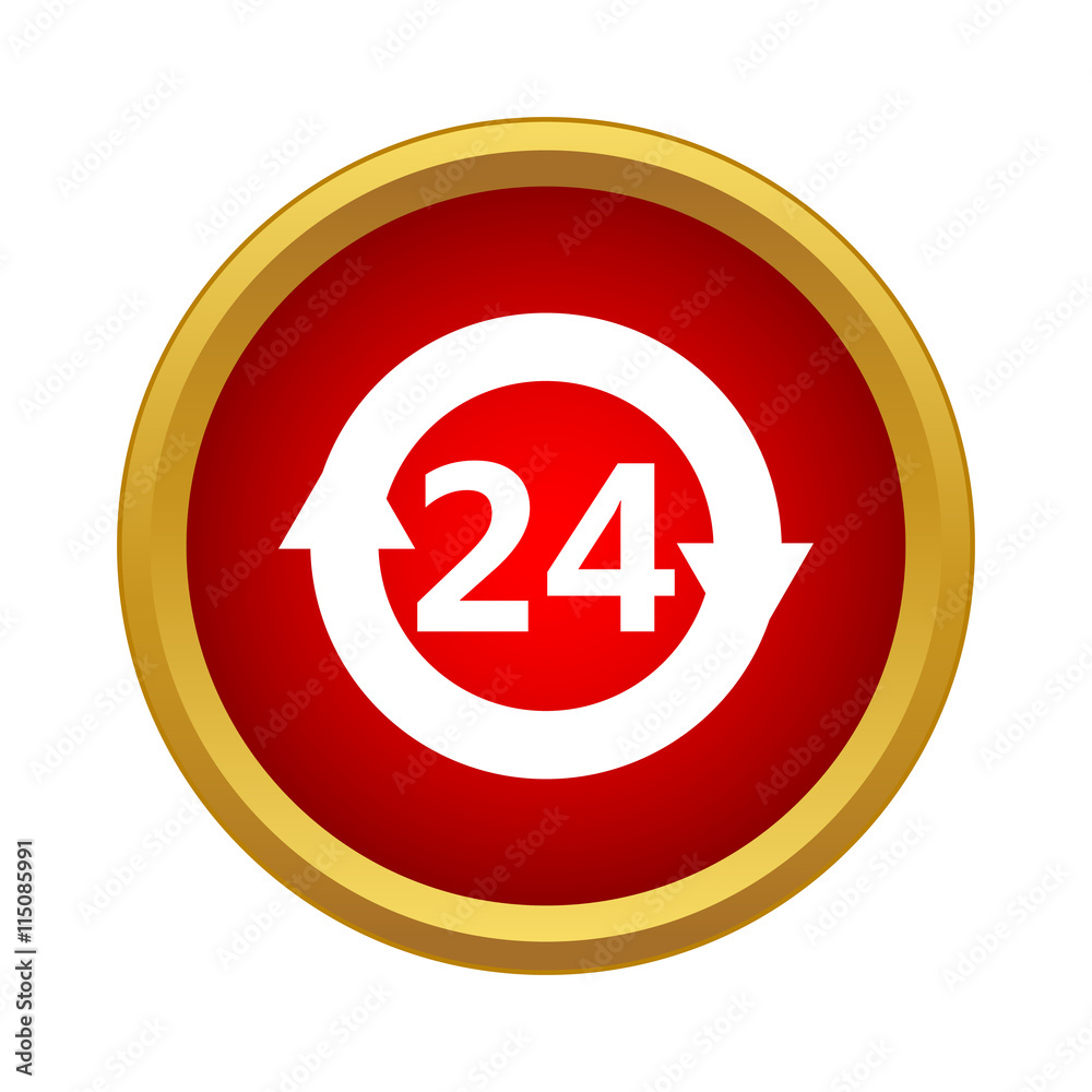 24 hours customer support service icon in simple style on a white background