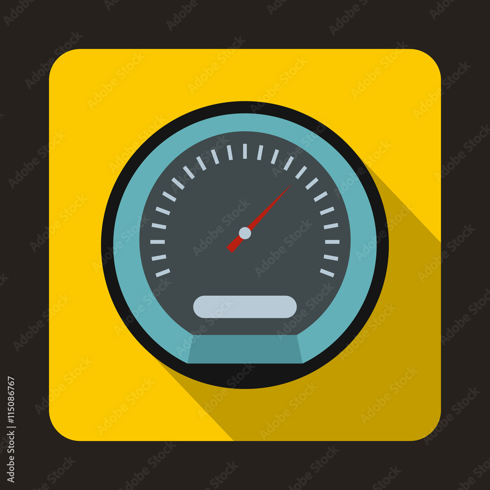 Speedometer icon in flat style with long shadow. Auto spare parts symbol Speedometer icon in flat style with long shadow. Auto spare parts symbol