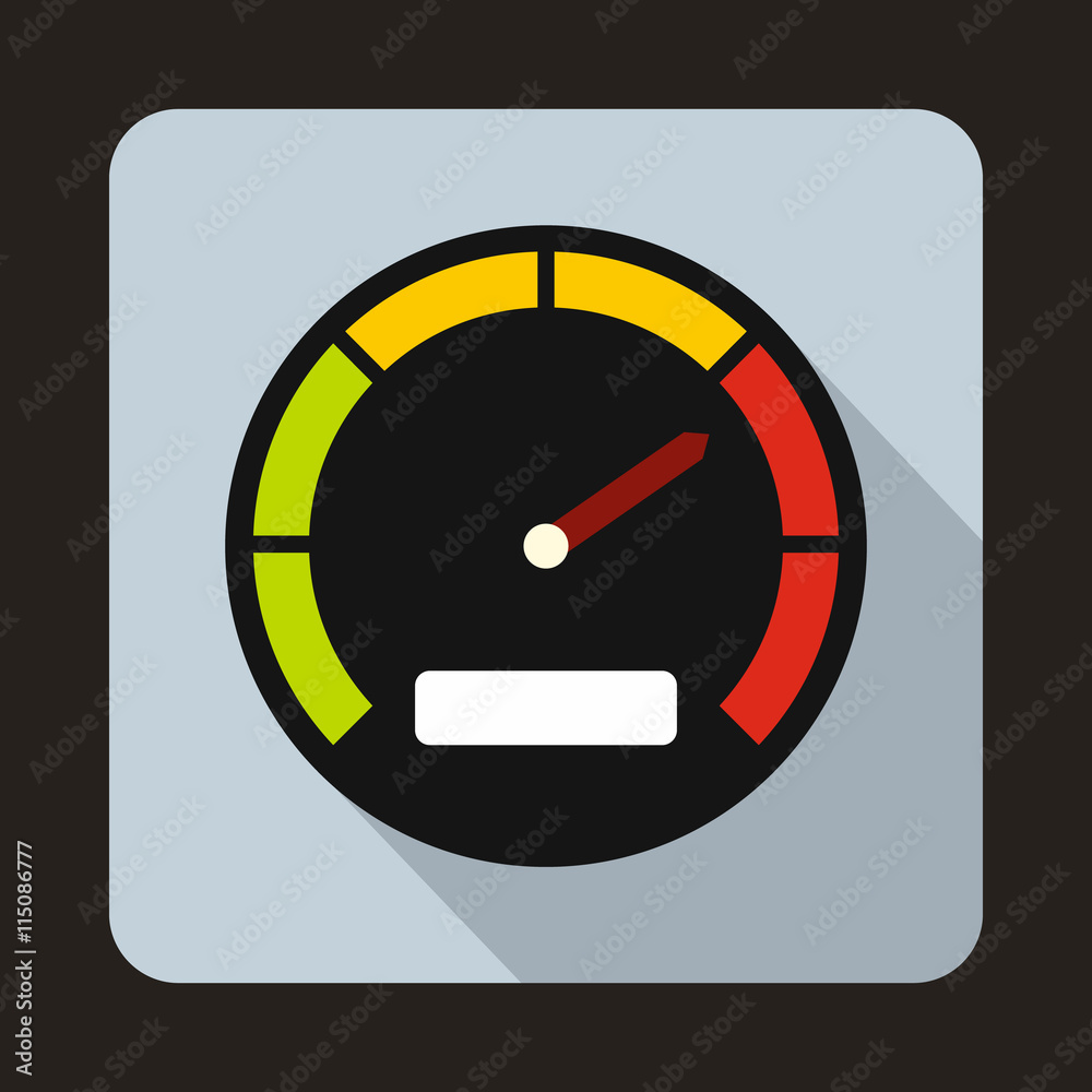 Speedometer dial icon in flat style with long shadow. Auto spare parts symbol Speedometer dial icon in flat style with long shadow. Auto spare parts symbol