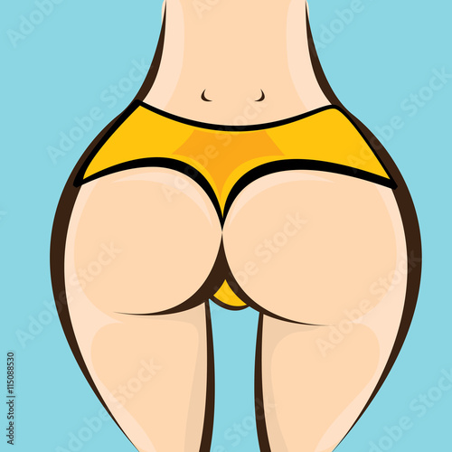 Sexy woman big booty. Vector girl in bikini