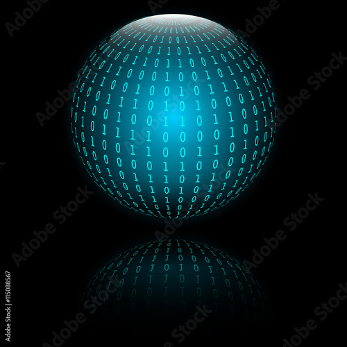 Binary code in sphere form. Vector illustration