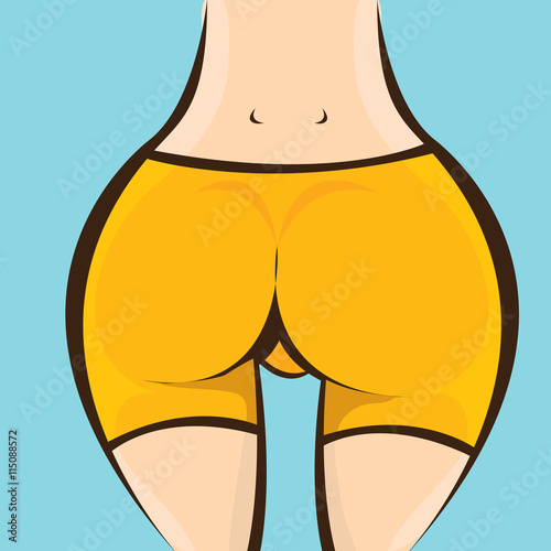 Sexy woman big booty. Vector girl in bikini