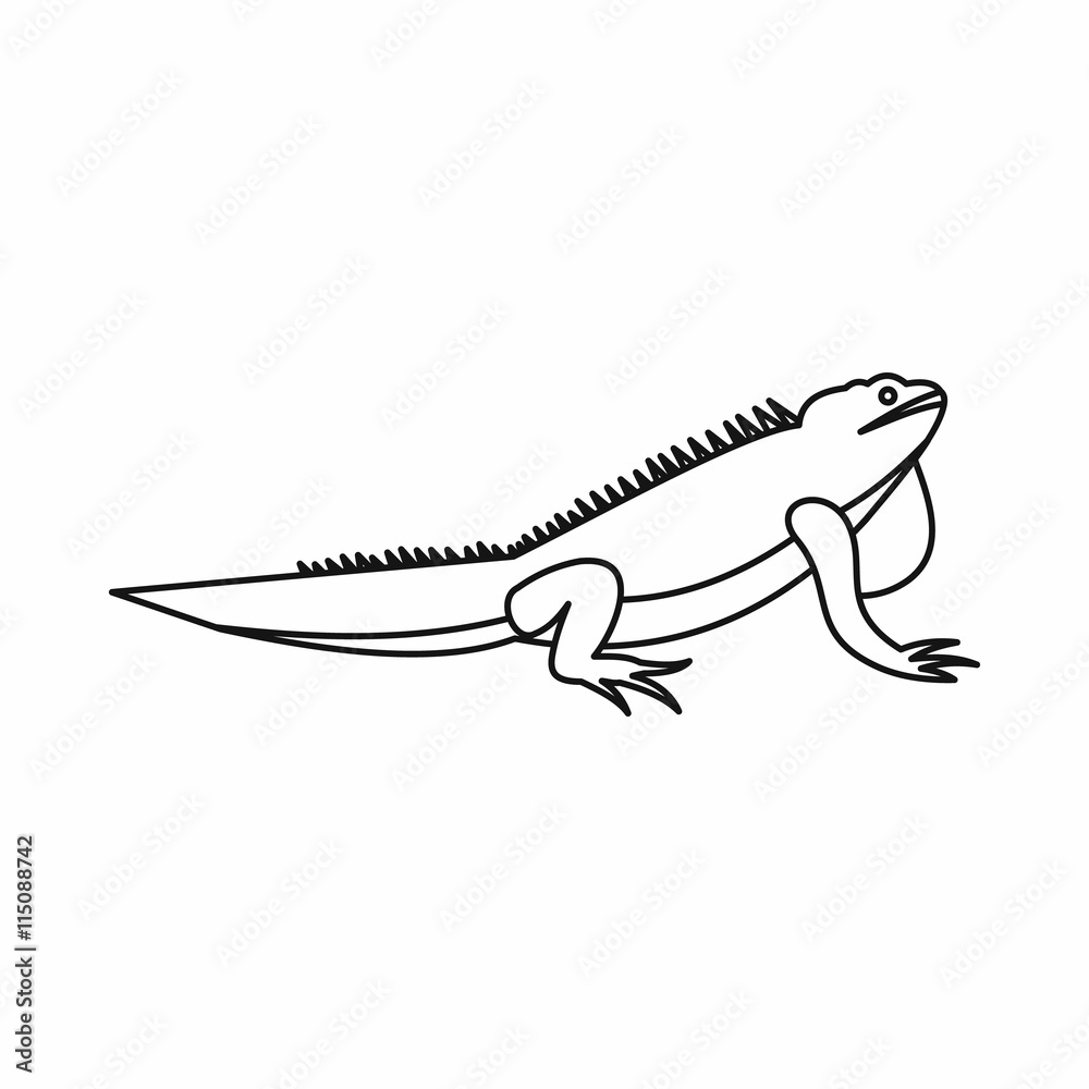 Fototapeta premium Iguana icon in outline style isolated vector illustration. Reptiles symbol