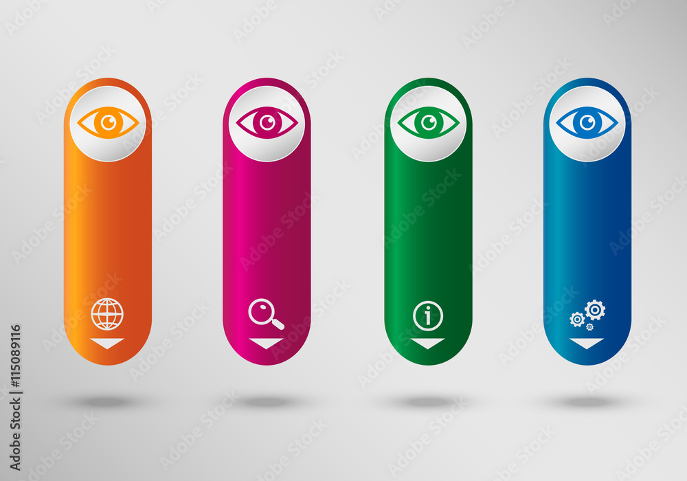 Eye icon on vertical infographic design template, can be used fo Eye icon on vertical infographic design template, can be used fo