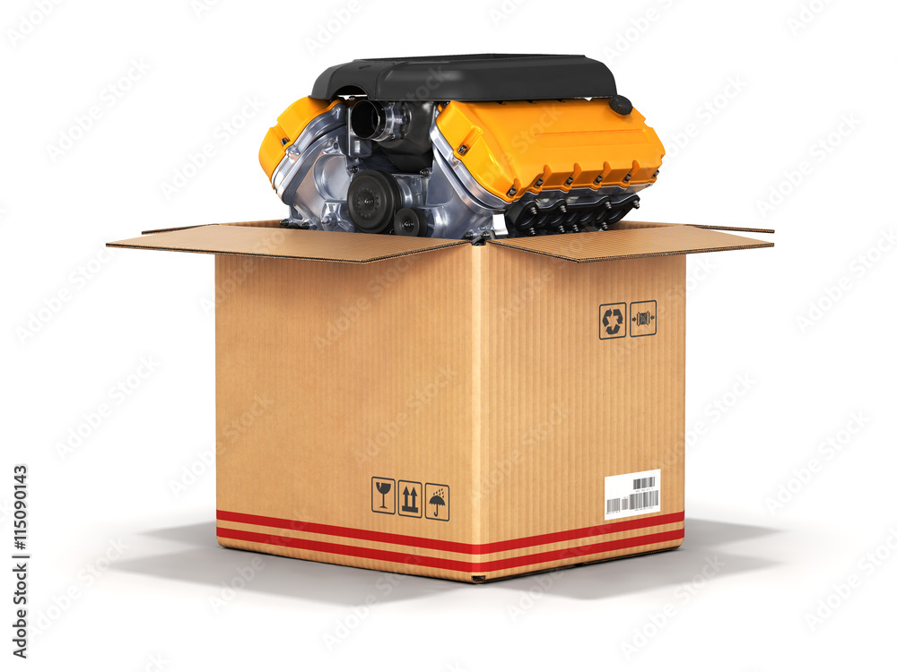 Engine in a cardboard box 3d Engine in a cardboard box 3d