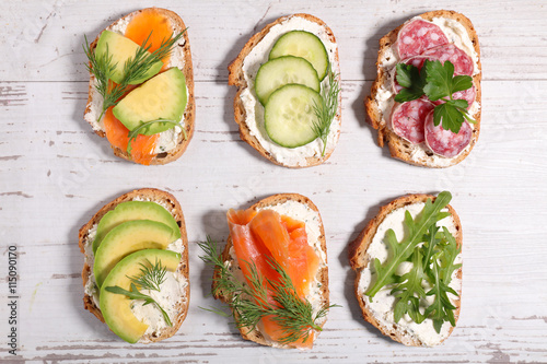 assorted bread with vegetable