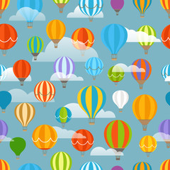 Fotobehang Luchtballon Bonte luchtballonnen naadloos vrolijk patroon  © tovovan