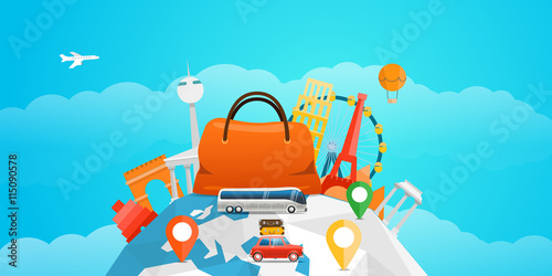 Vacation travelling concept. Vector travel illustration with the