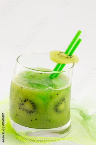 Fresh kiwi fruit with kiwi juice for healthy dessert