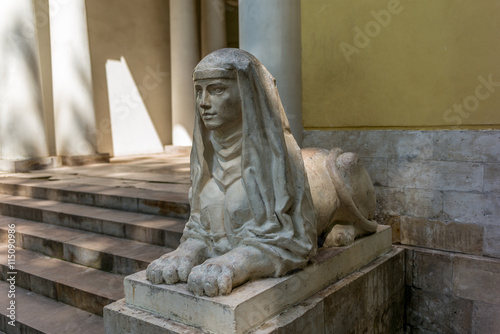 Sphinx on the Milovida Pavilion in the Tsaritsyno park in Moscow photo