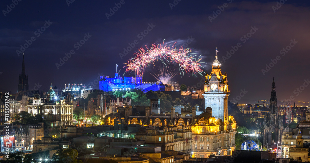 Edinburgh Fringe and International festival fireworks,Scotland UK