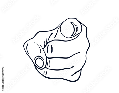 Hand pointing a finger at you. Figure is isolated 