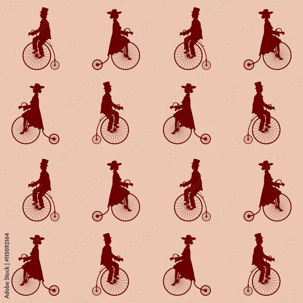 set of bike. there are a lady and a gentleman. seamless texture