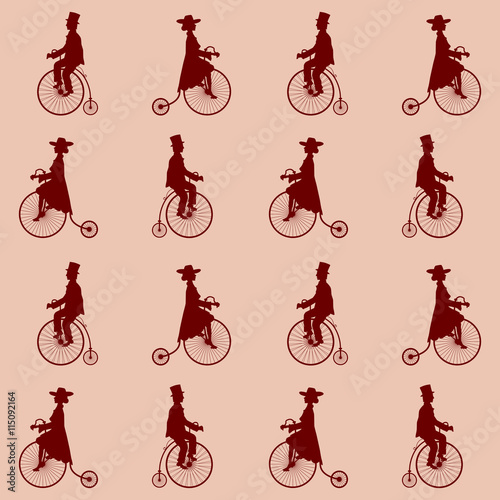 set of bike. there are a lady and a gentleman. seamless texture