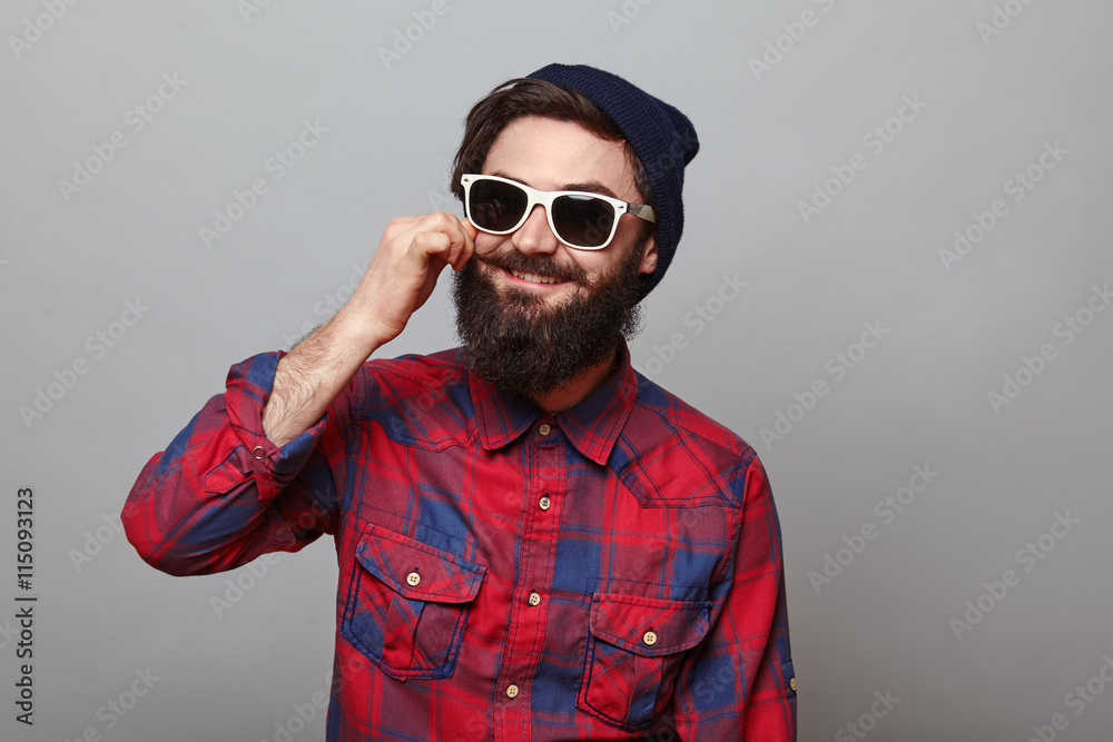 Positive hipster style bearded man Positive hipster style bearded man