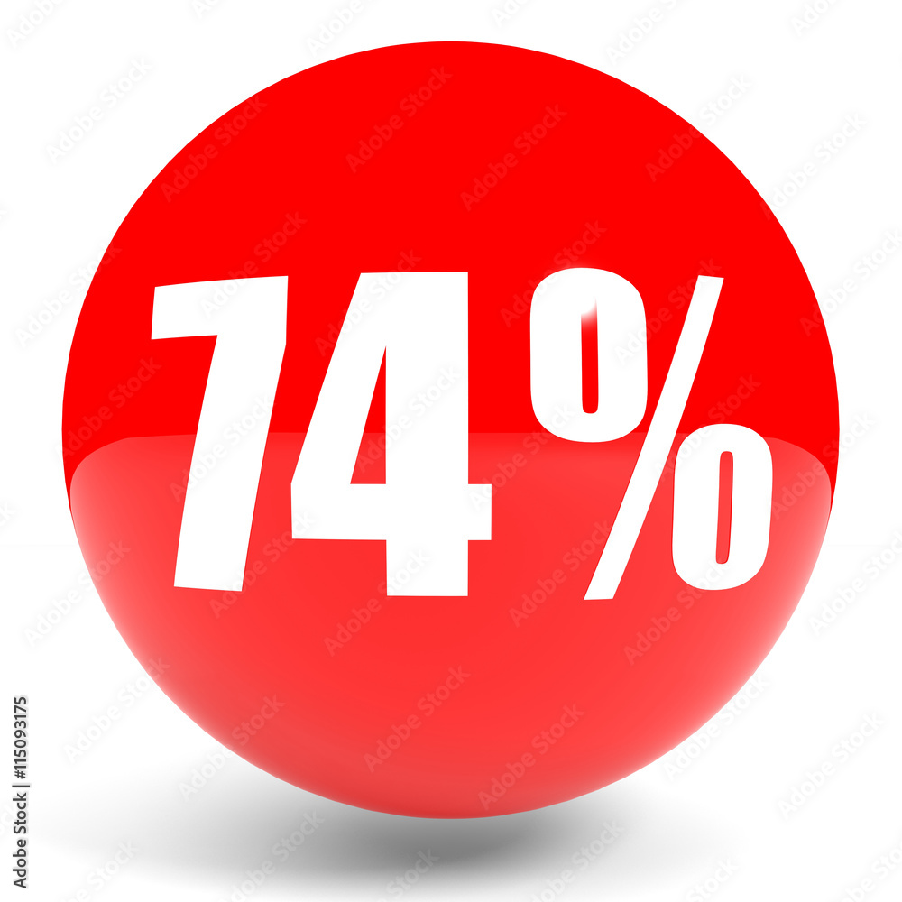 Discount 74 percent off. 3D illustration. Discount 74 percent off. 3D illustration.