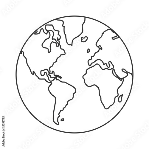 earth globe with distinction between water and land icon