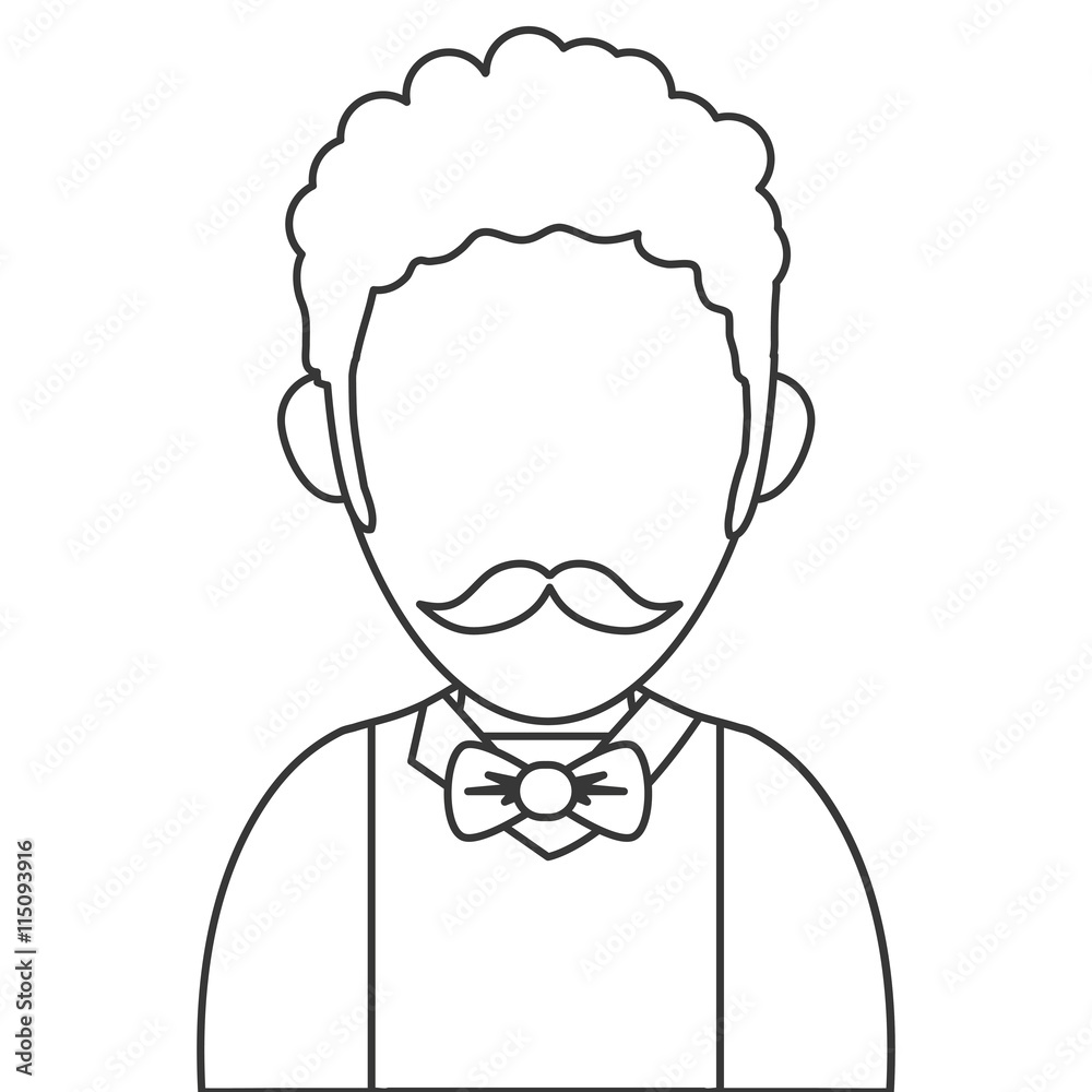 man with curly hair and mustache avatar icon