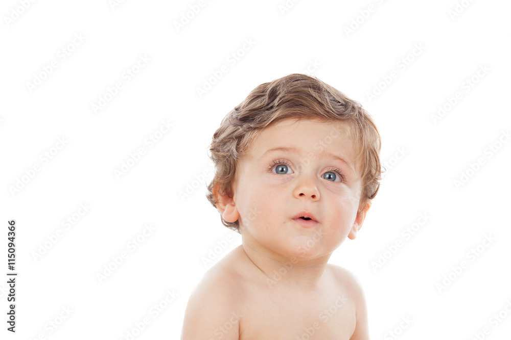 Baby with one years old doing funny gestures Baby with one years old doing funny gestures