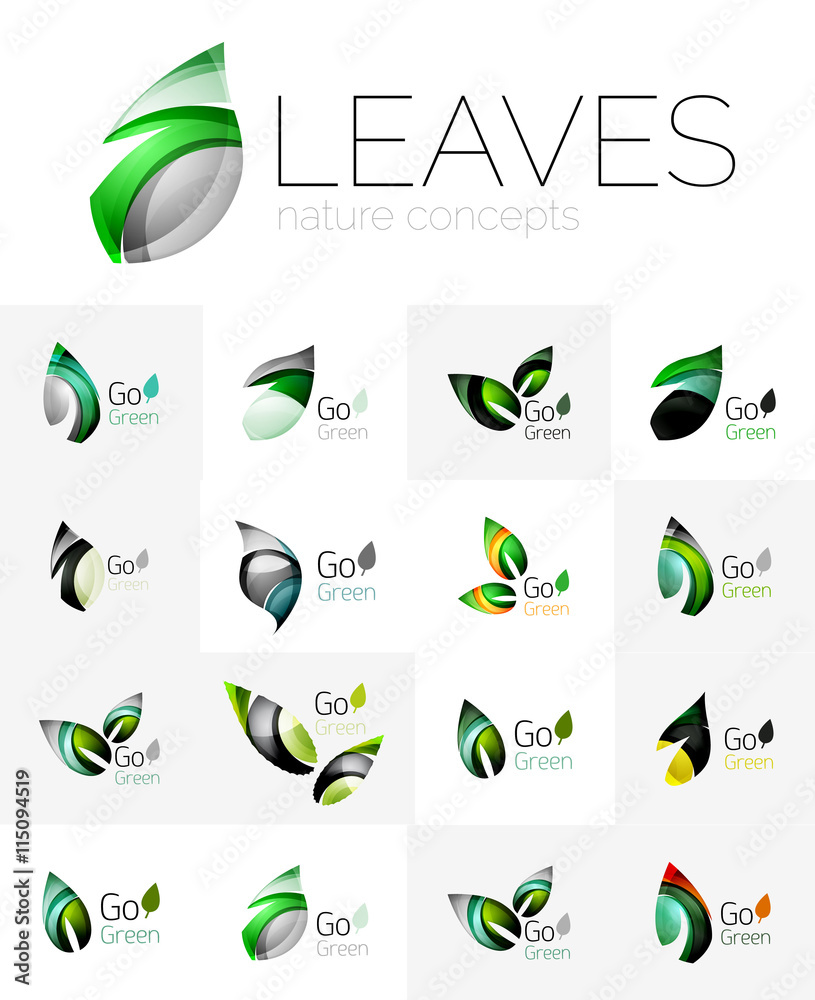 Obraz premium Futuristic design eco leaf logo set