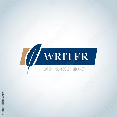 Writer Logo Template Design Vector. Feather Logotype template. Isolated vector illustration.
