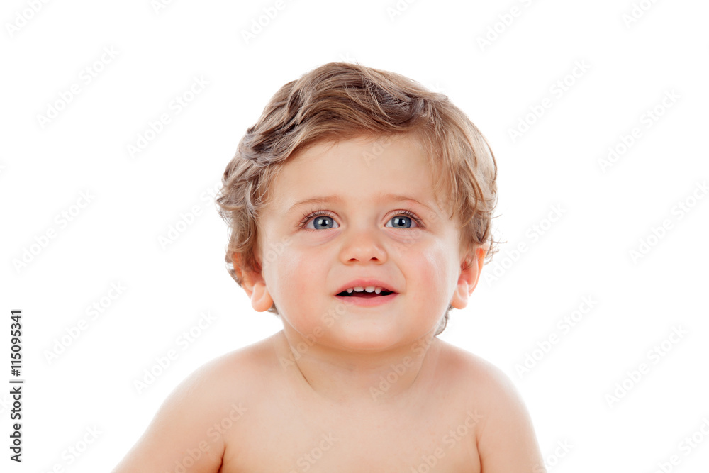 Baby with one years old doing funny gestures Baby with one years old doing funny gestures