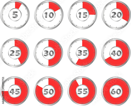 Zeitangaben Sekunden Minuten Rot   5 - 60