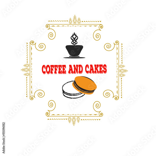 Coffee and cakes label  logo  vector illustration