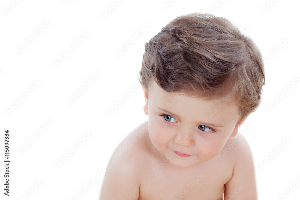 Baby with one years old doing funny gestures Baby with one years old doing funny gestures