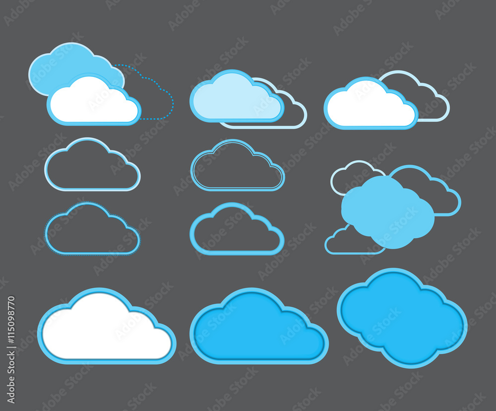Vector icons in the form of clouds to indicate the cloud data st