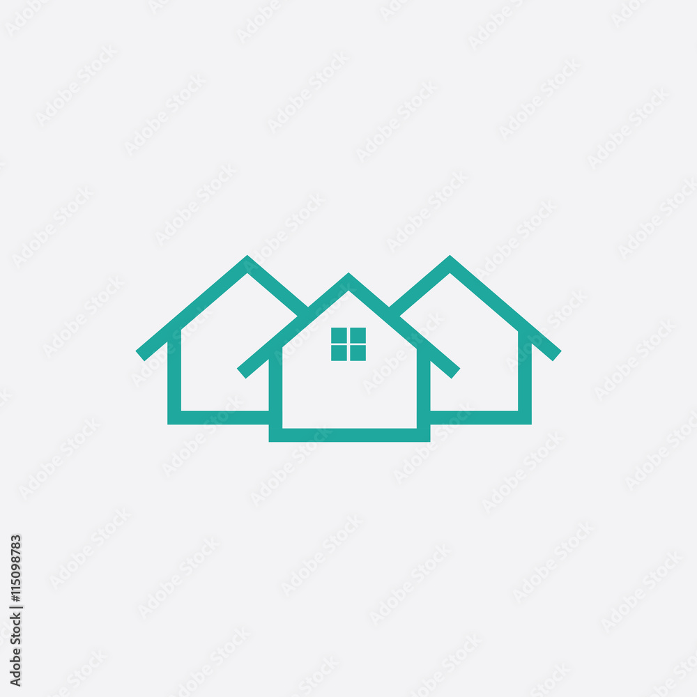 Turquoise home icon isolated on white background