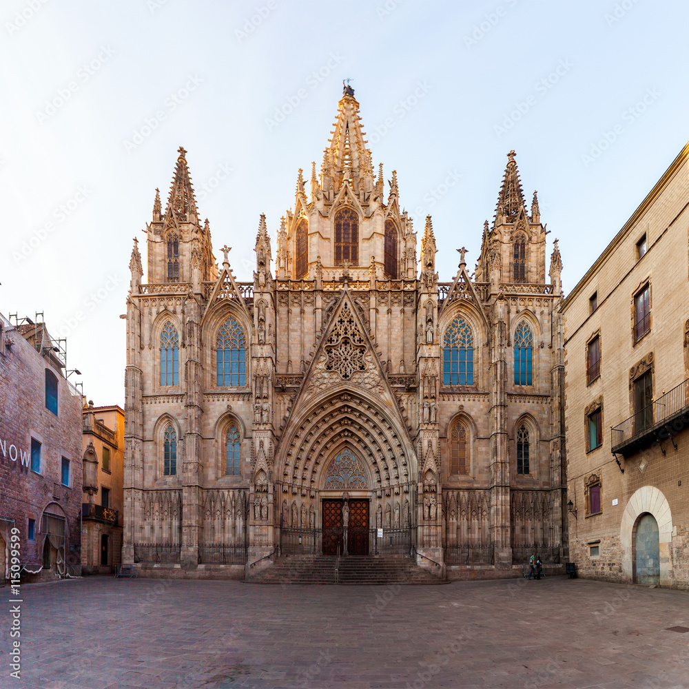 The Cathedral of the Holy Cross and Saint Eulalia is the Gothic cathedral in Barcelona. Travel to Spain.