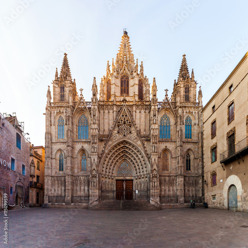 The Cathedral of the Holy Cross and Saint Eulalia is the Gothic cathedral in Barcelona. Travel to Spain. © LALSSTOCK