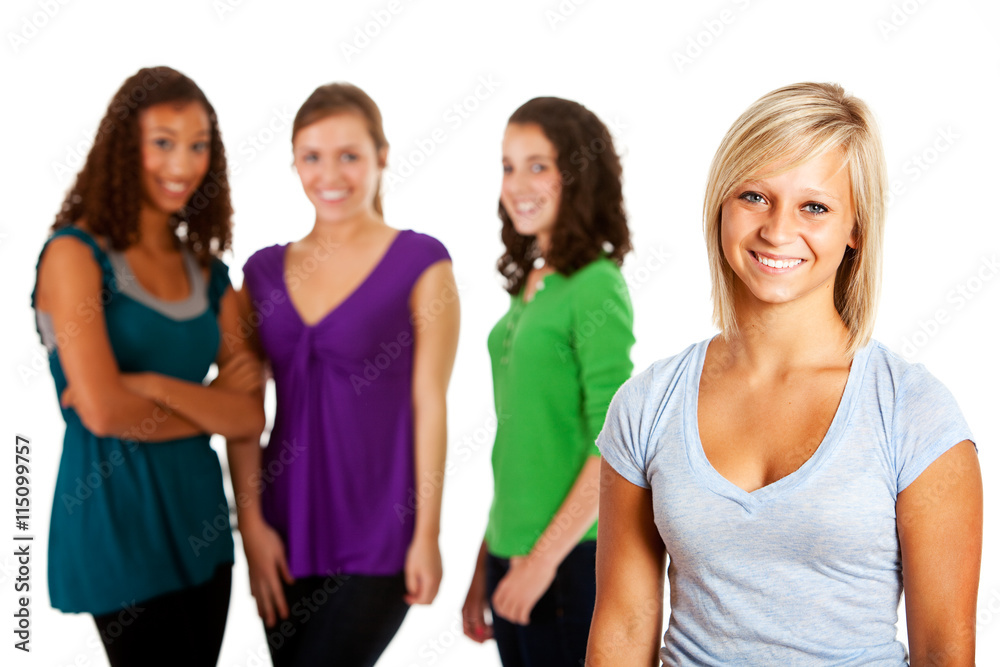 Students: Pretty Teen With Friends In Background Students: Pretty Teen With Friends In Background